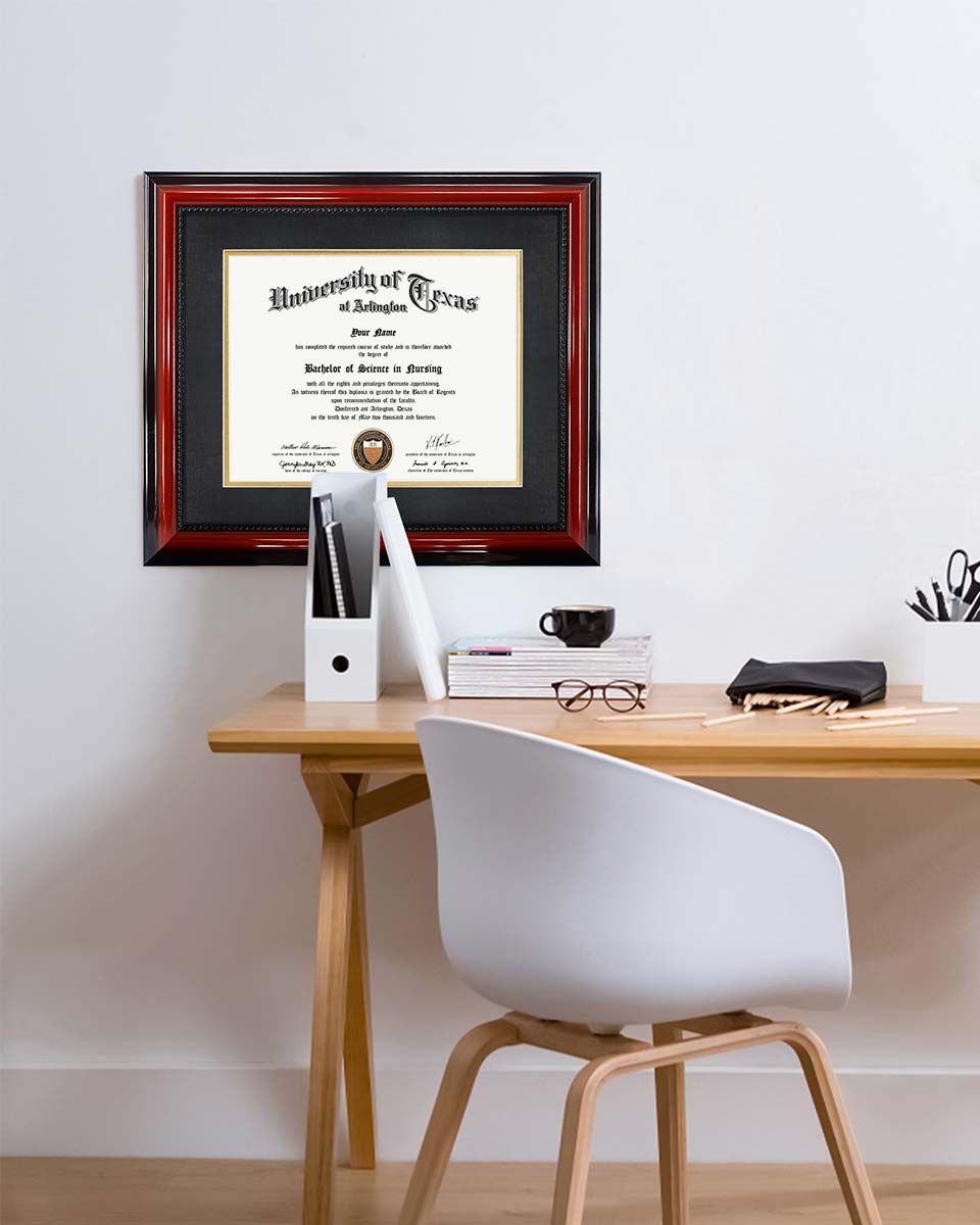 Certificate Solid Wood Frame with Intricate Black Rope Detail for 11"*14"/15"*18" - 10 Colors Available
