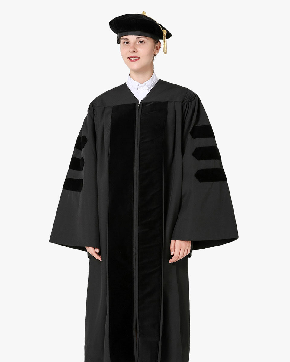 Classic Doctoral Graduation Gown, Tam & Hood Package