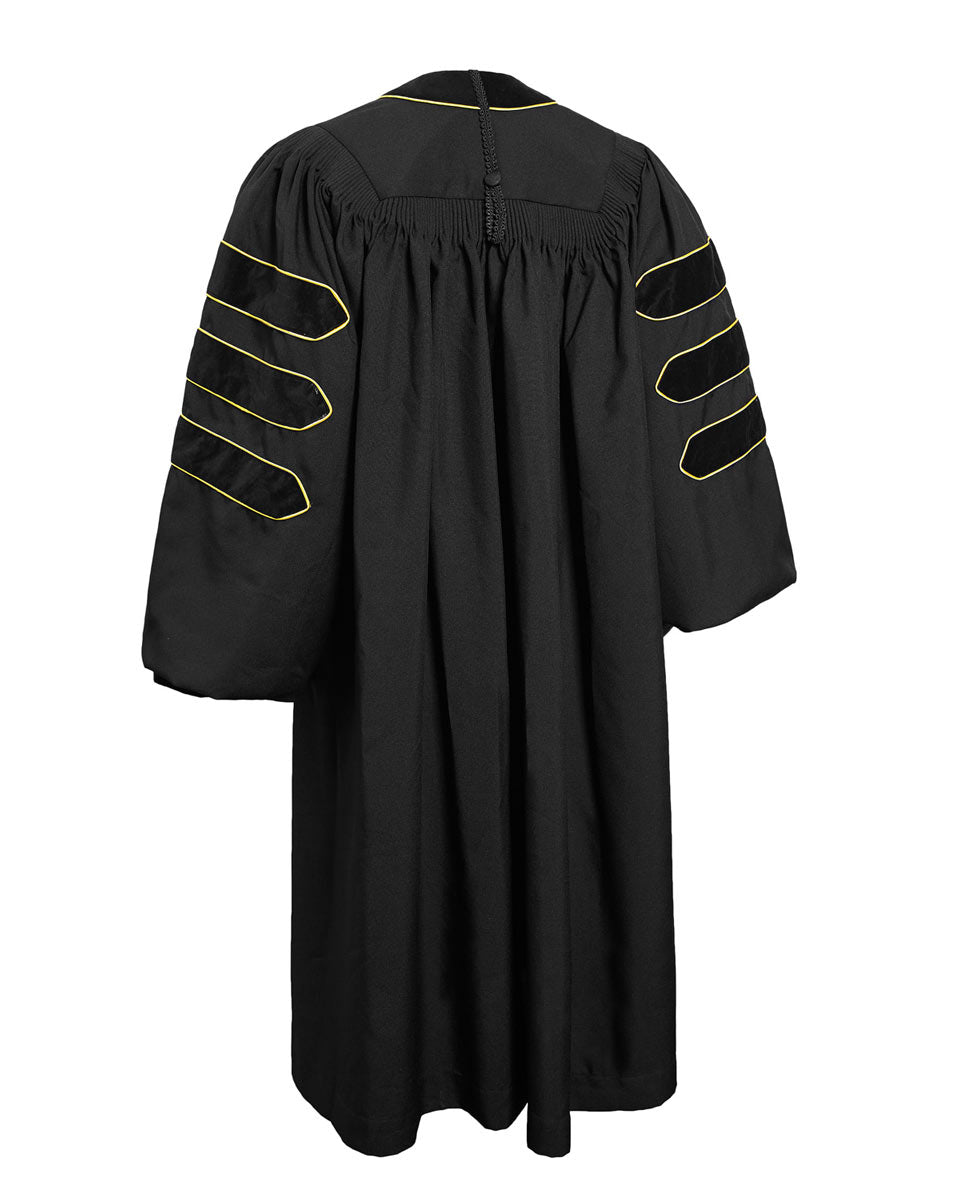 Deluxe Doctoral Gown Tam  - Black Trim with Gold Piping