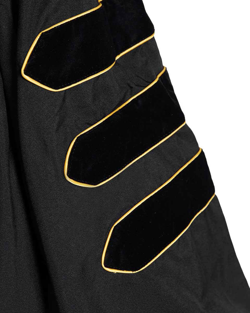 Deluxe Doctoral Gown Tam - Black Trim with Gold Piping