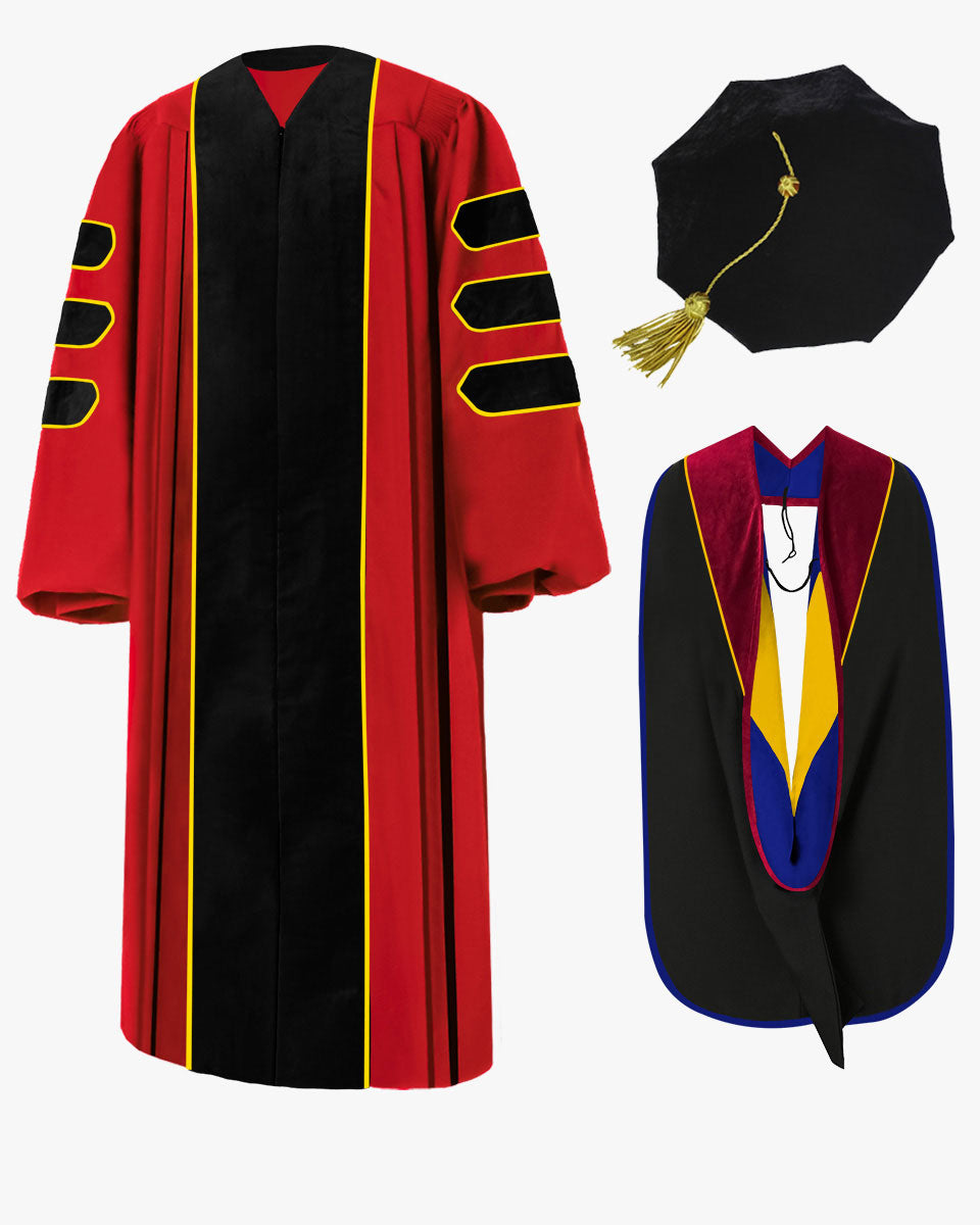 Custom Deluxe Doctoral Gown, Tam & Hood Package 45 (5'0"-5'2") Custom Deluxe Doctoral Gown, Tam & Hood Package 45 (5'0"-5'2")