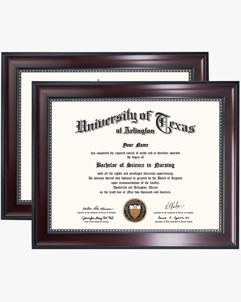 Certificate Document Frame with Gold Beaded for 8.5''*11'' Pack of 2 - 2 Colors Available