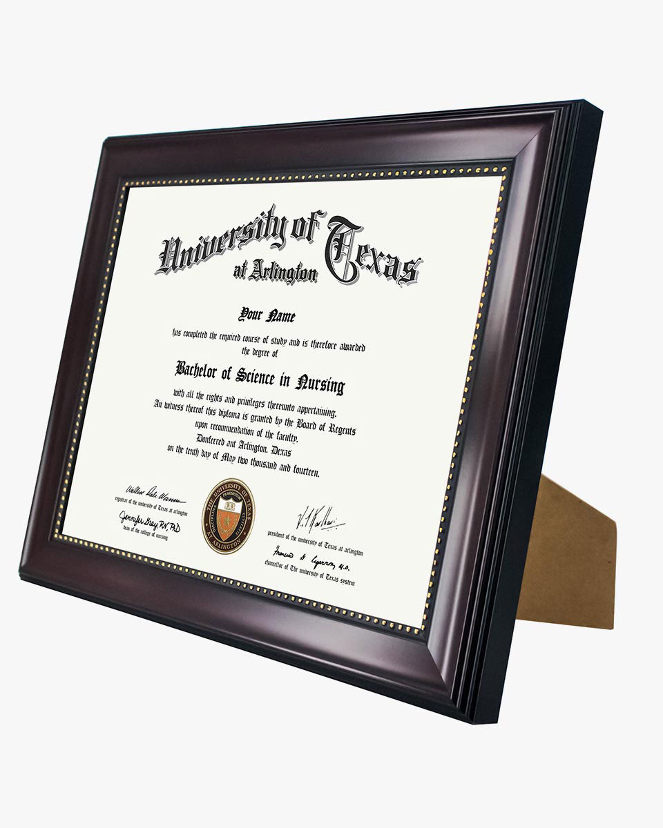 Certificate Document Frame Mahogany with Gold Beaded - 8.5" x 11"