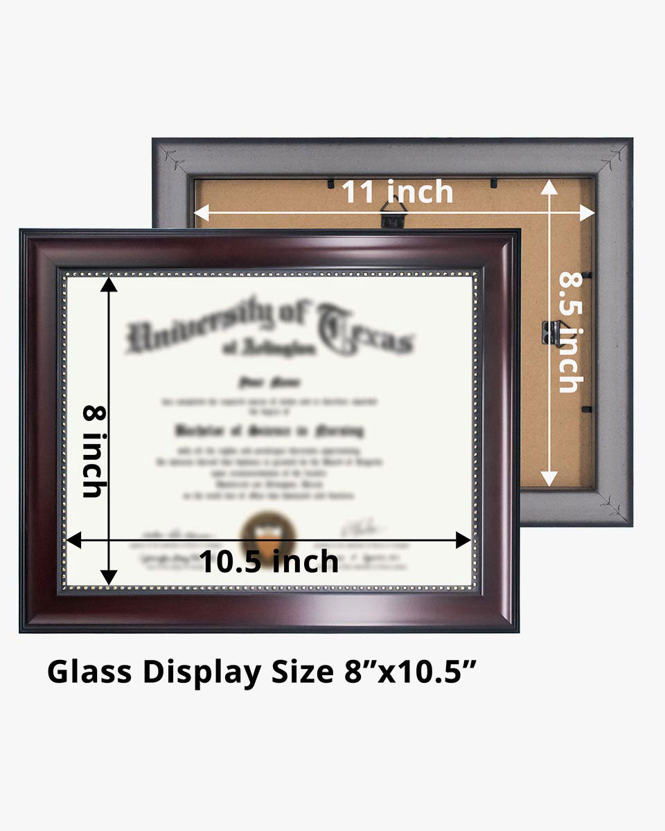 Certificate Document Frame Mahogany with Gold Beaded - 8.5" x 11"
