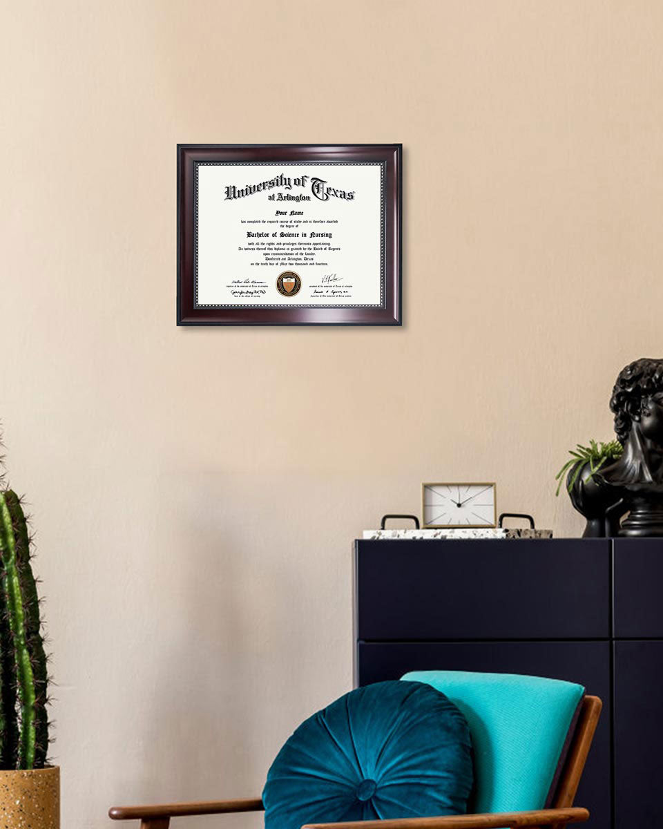 Certificate Document Frame Mahogany with Gold Beaded - 8.5" x 11"