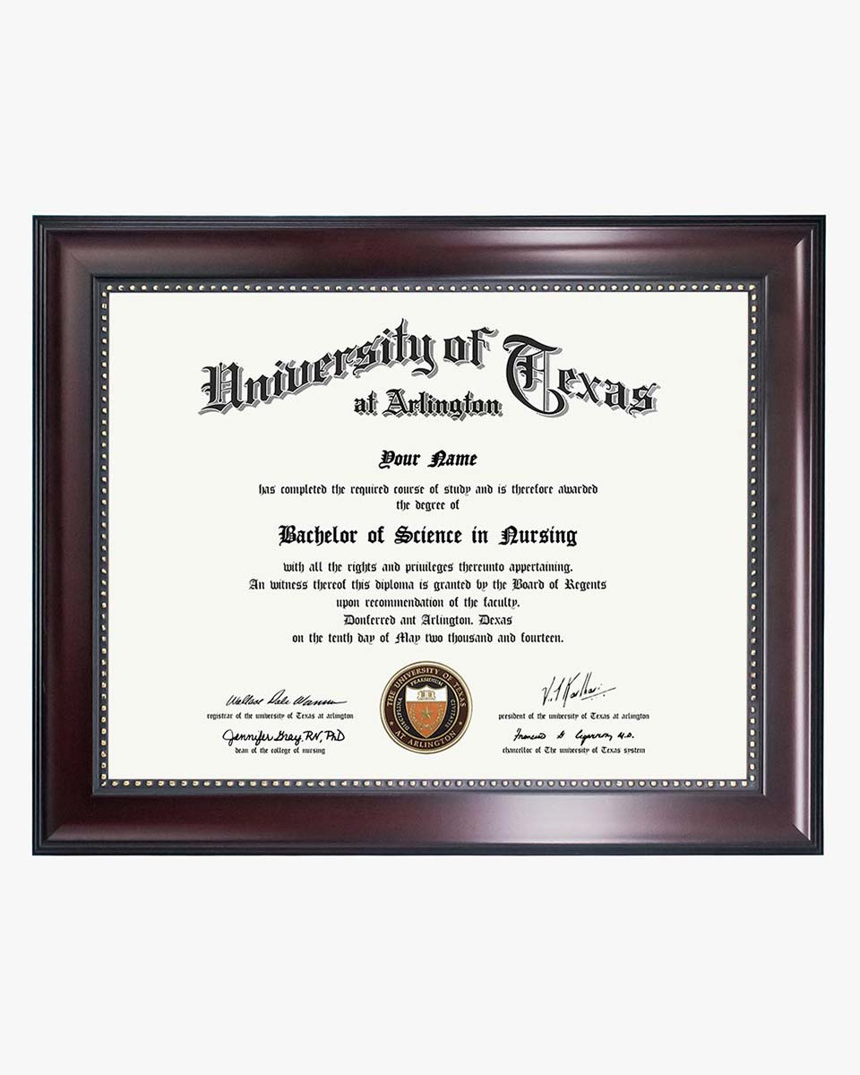 Certificate Document Frame Mahogany with Gold Beaded - 8.5" x 11"