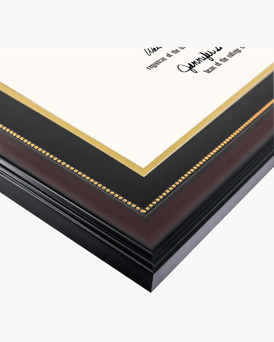 Certificate Recycled Polystyrene Frame with Black Gold Double Mat for 8.5"*11" - 2 Colors Available