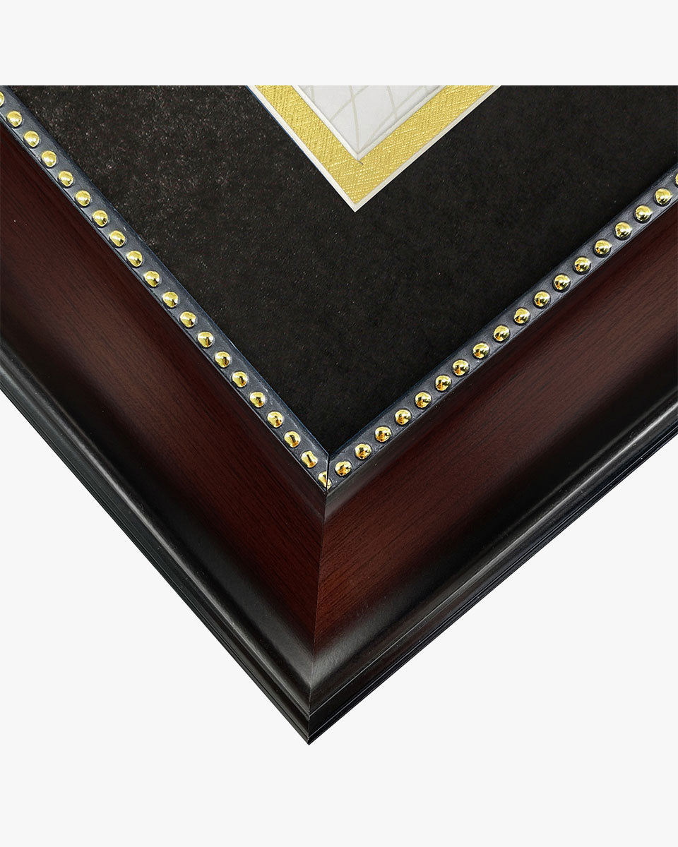 Certificate Document Picture Mahogany Frame with Black over Gold Double Mat