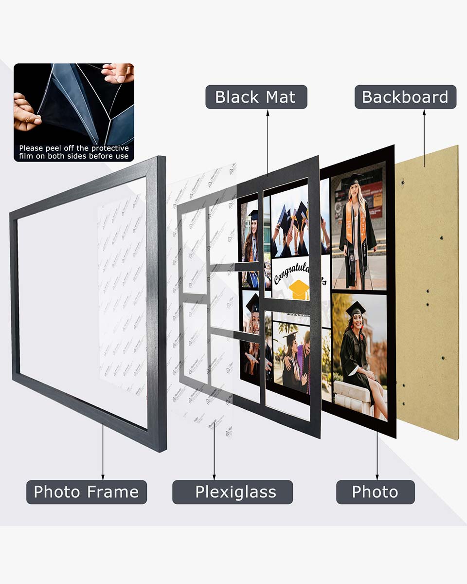 Graduation Multi-Year School Picture Frame with 7 Openings 4X6 Pictures