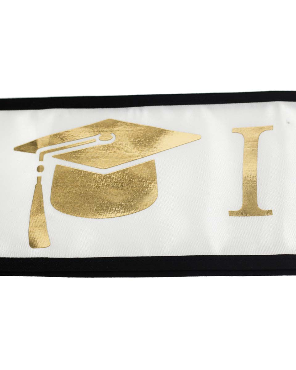 Adult "I Graduated" Graduation Sash - White-Gold