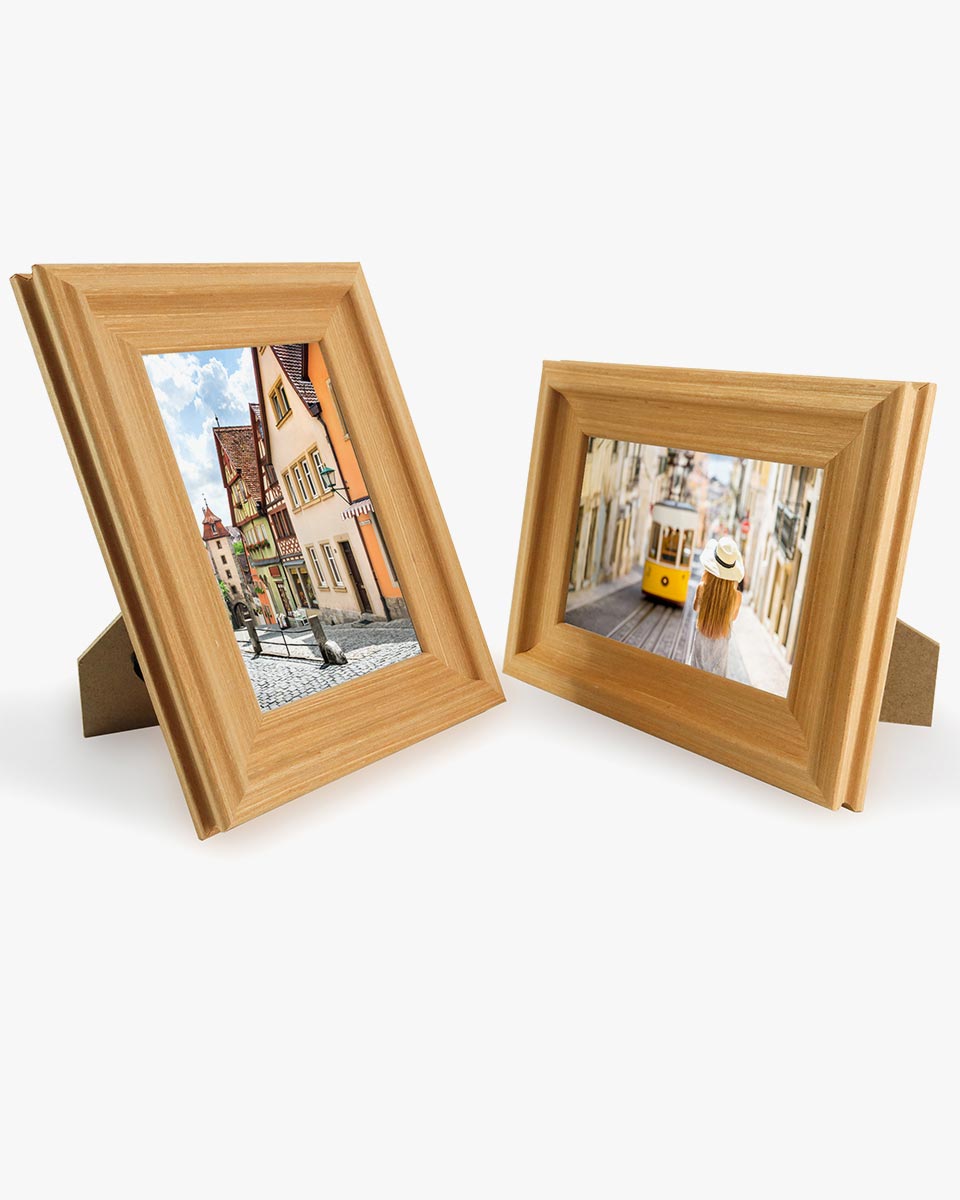 Oak Wood Photo Frames with Real Glass Pack of 2 - 4 Sizes Available