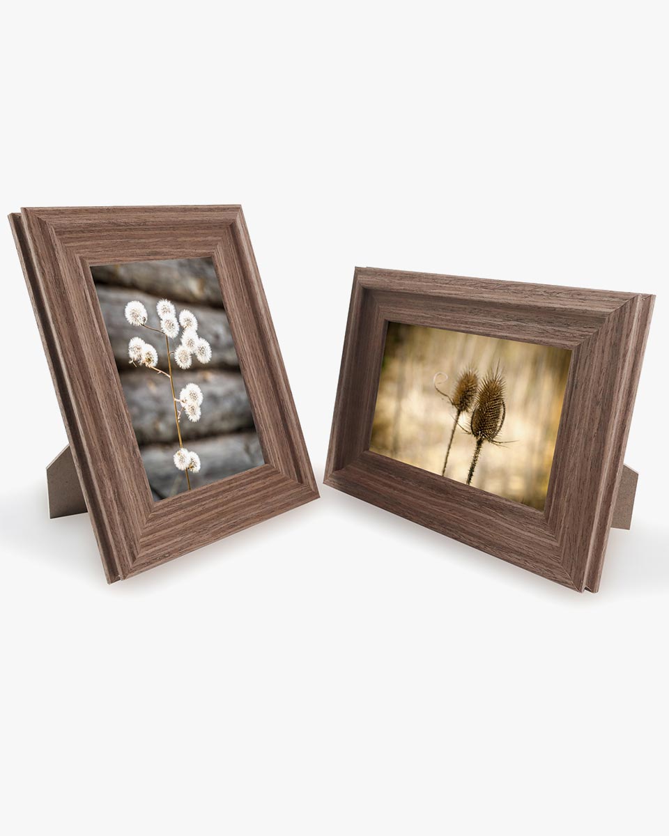 Brown Wood Photo Frames with Real Glass Pack of 2 - 4 Sizes Available