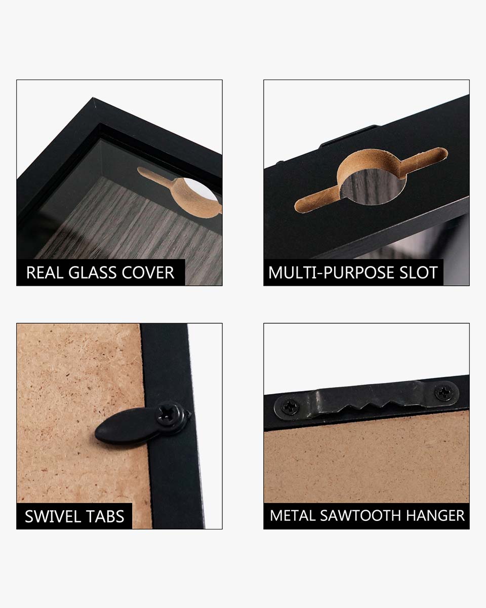 Shadow Box Frame Wood Collection Case With Slot on top - 5 Sizes Available