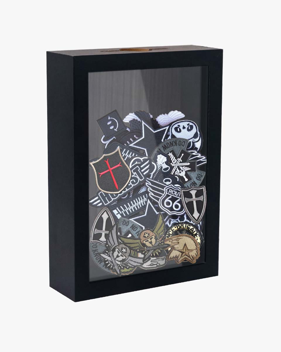 Shadow Box Frame Wood Collection Case With Slot on top