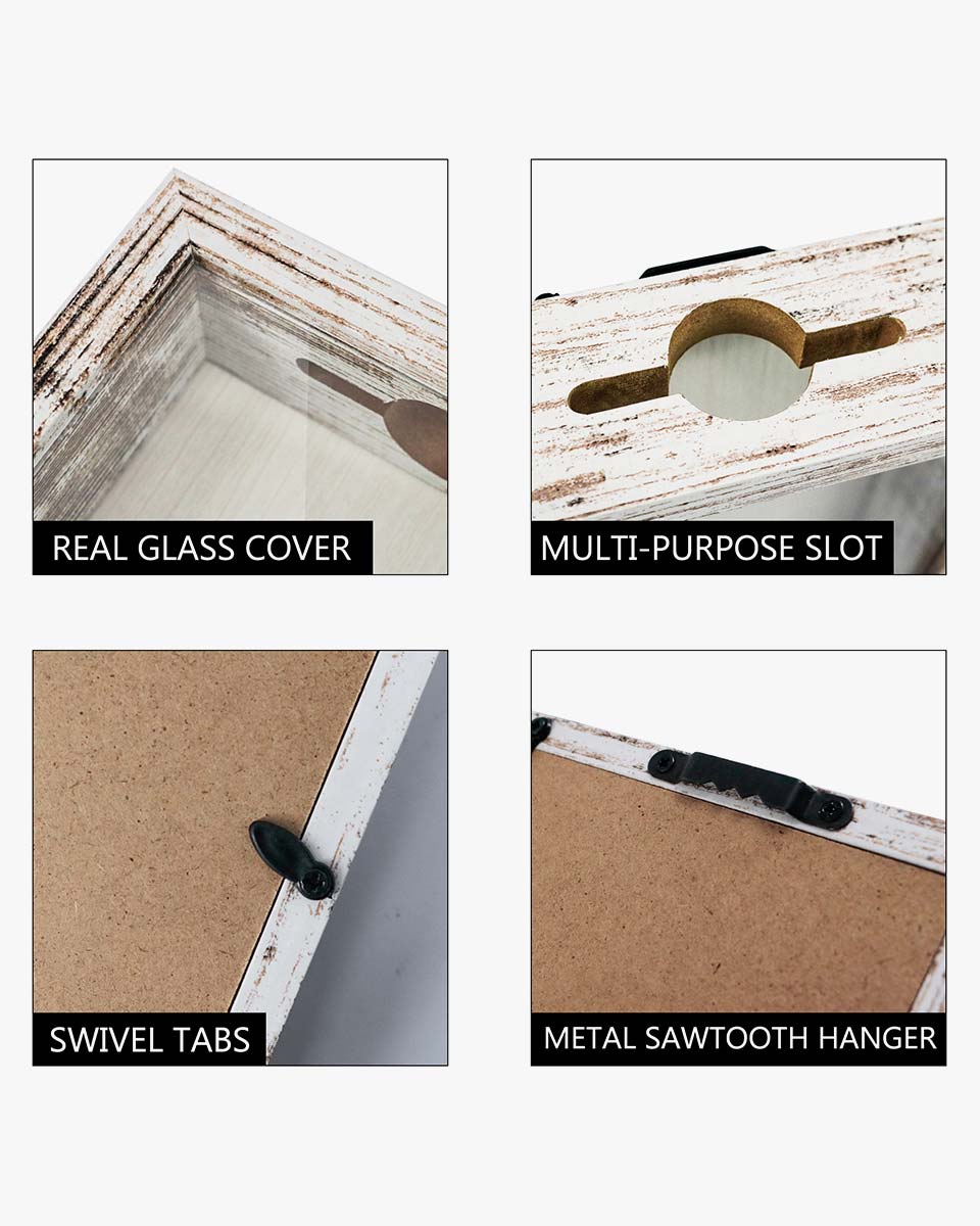 Shadow Box Frame White Wood Collection Case With Slot on top - 5 Sizes Available