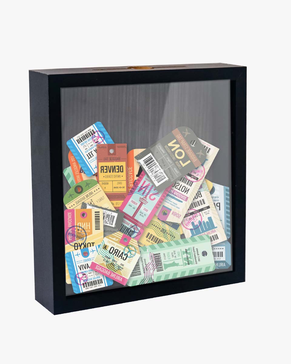 Shadow Box Frame Wood Collection Case With Slot on top - 5 Sizes Available