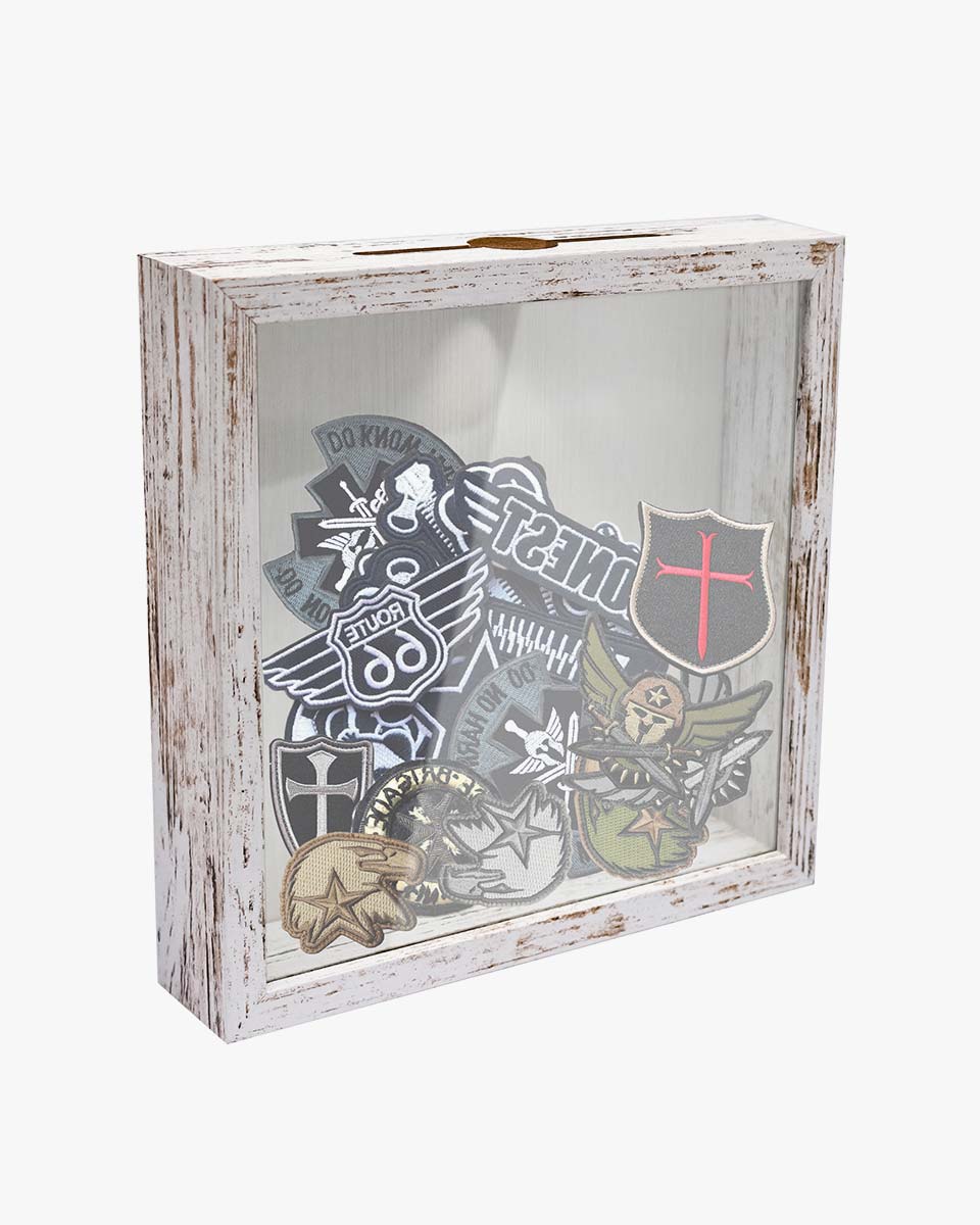 Shadow Box Frame White Wood Collection Case With Slot on top - 5 Sizes Available