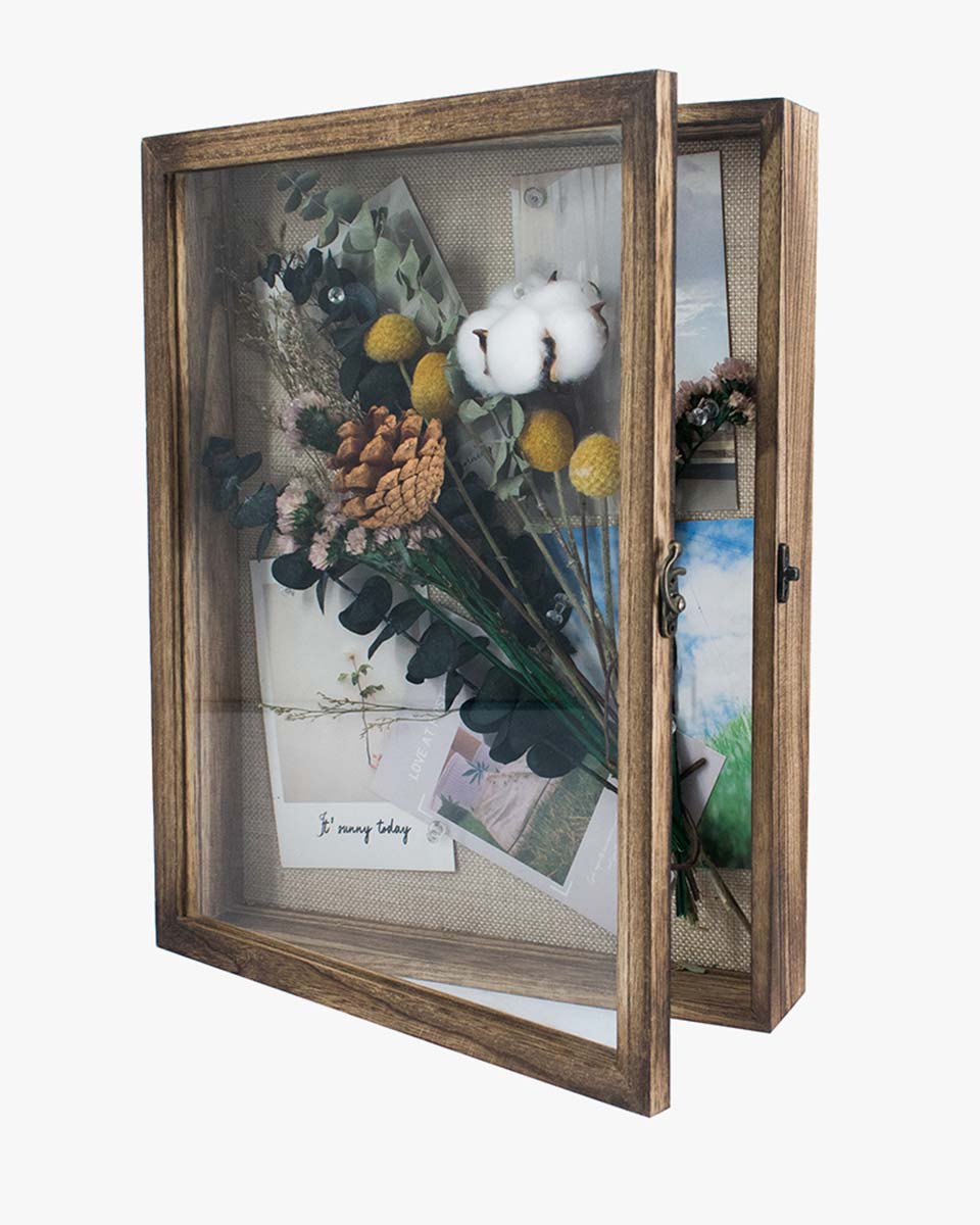 Carbonized Black Shadow Box Frame Real Glass Window Door with Hinge - 6 Sizes Available