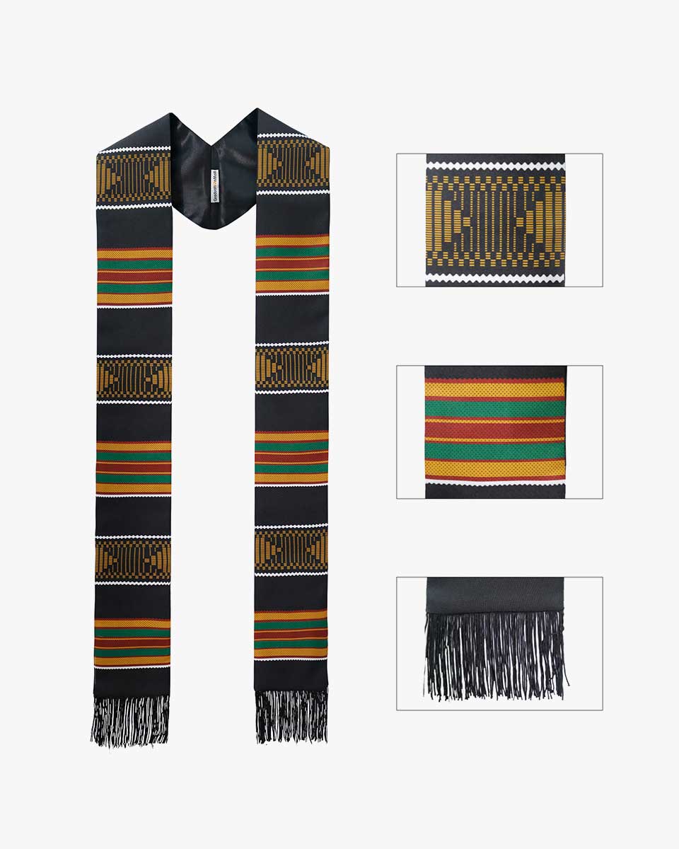 Kente Graduation Stole with Black Tassel