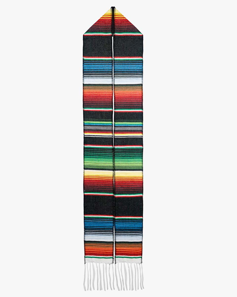 Mexican Serape Graduation Stole with White Tassel - 7 Colors Available