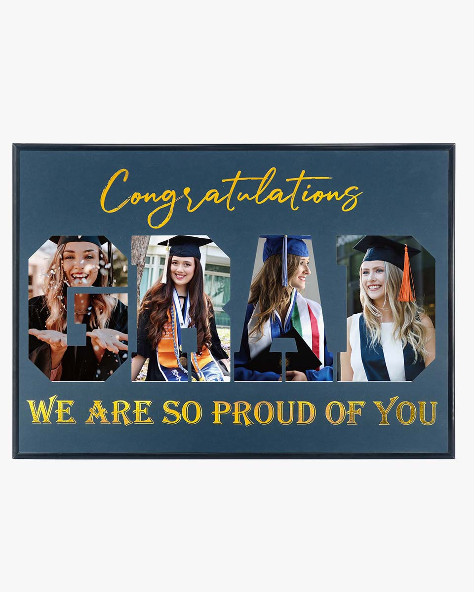 Graduation Wall Mounting 17×12 Black Picture Frame with Mat Displays Four 4×6 Photos