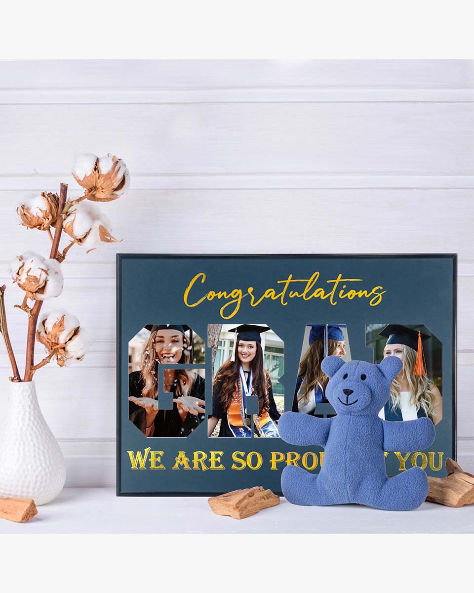 Graduation Wall Mounting 17×12 Black Picture Frame with Mat Displays Four 4×6 Photos