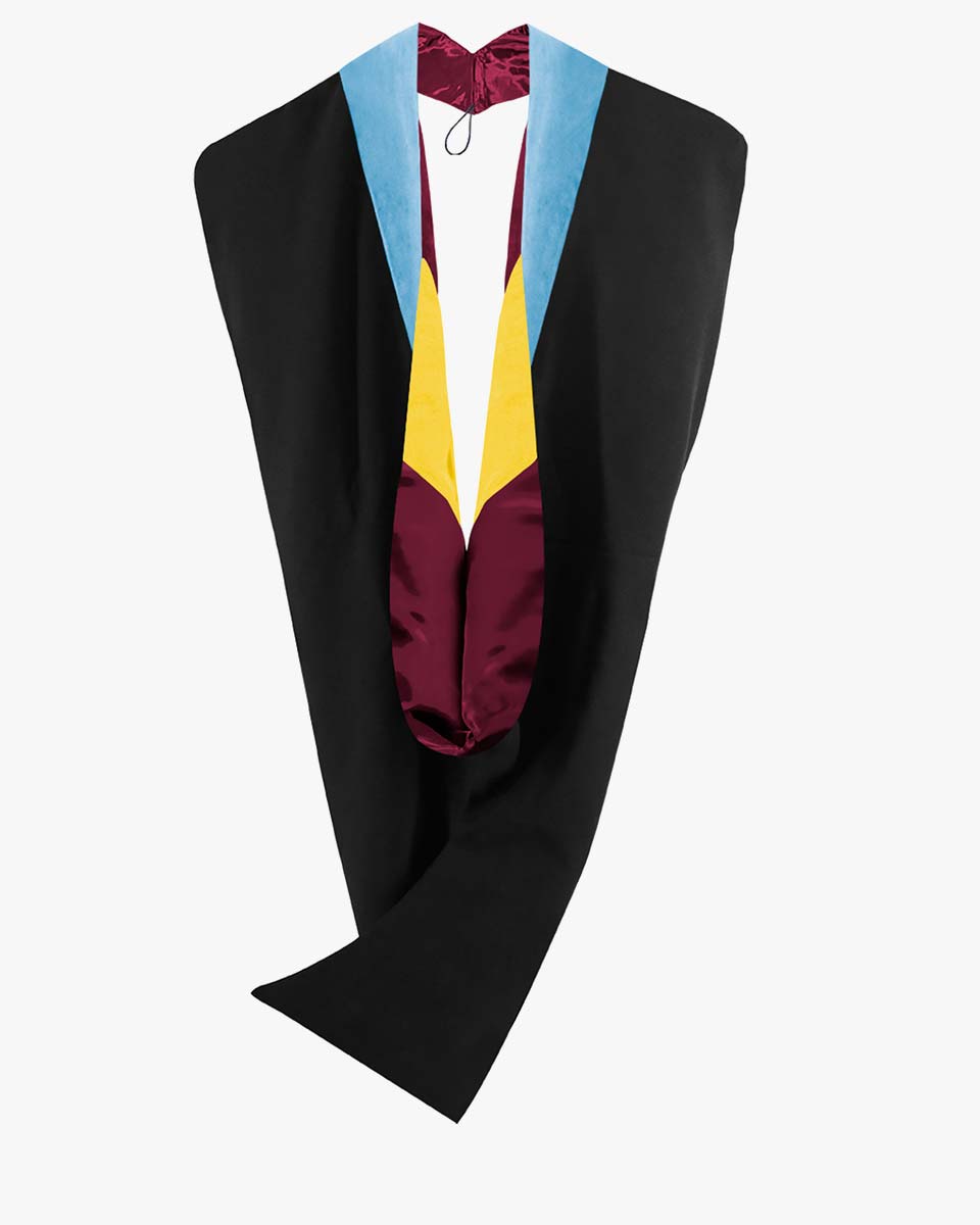 Deluxe Bachelor Hood - 24 Color Combinations Available LightBlueMaroonGold