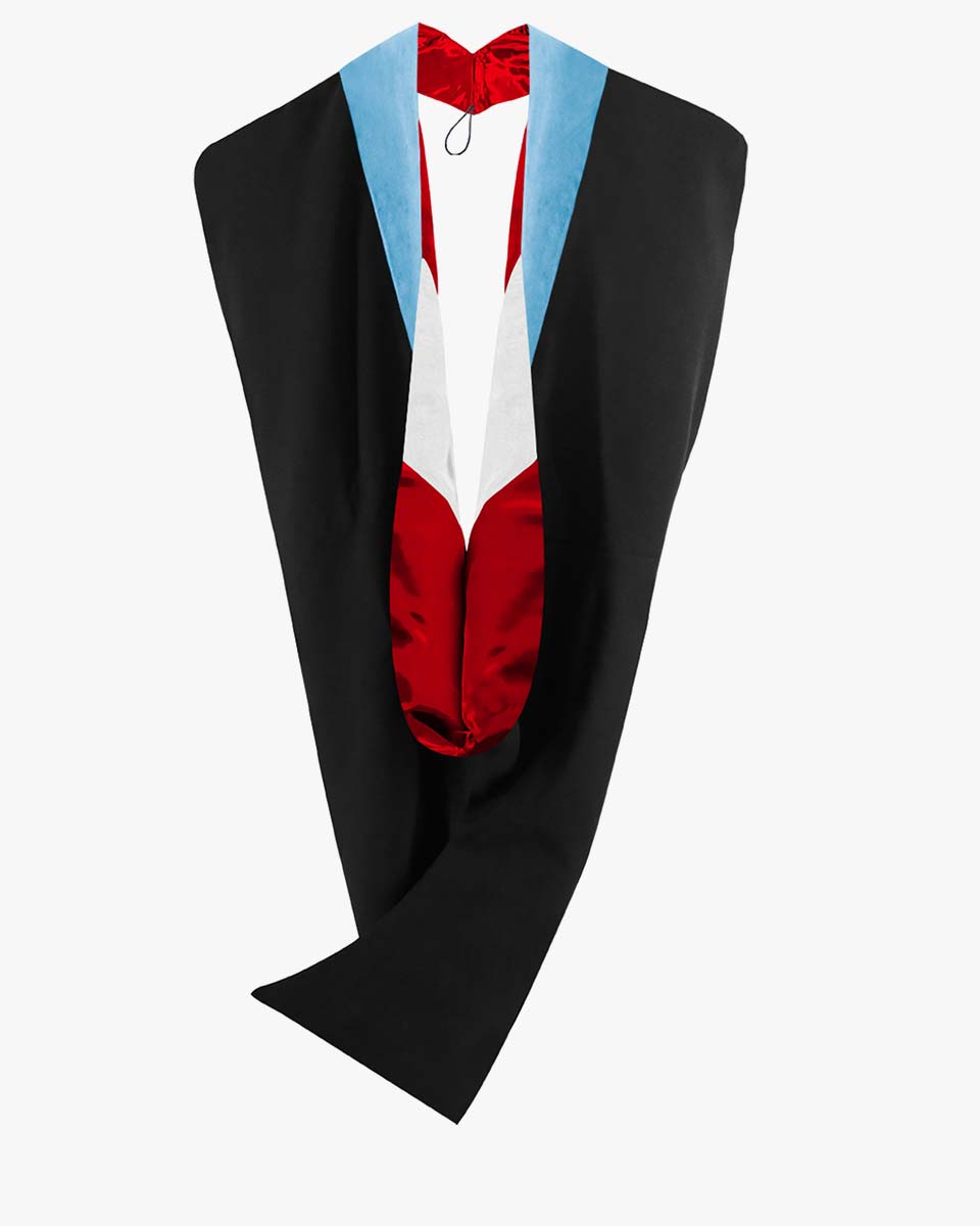 Deluxe Bachelor Hood - 24 Color Combinations Available LightBlueRedWhite