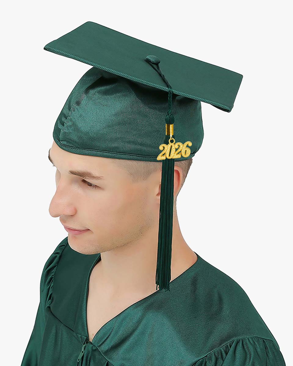 High School Shiny Adult Graduation Cap with Tassel-12 Colors Available