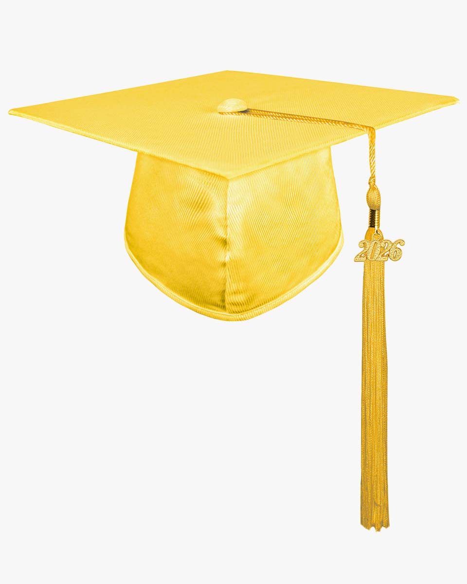 High School Shiny Adult Graduation Cap with Tassel-12 Colors Available