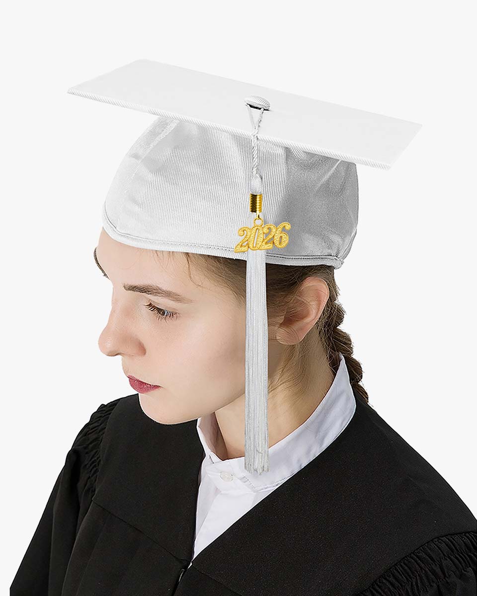 High School Shiny Adult Graduation Cap with Tassel-12 Colors Available