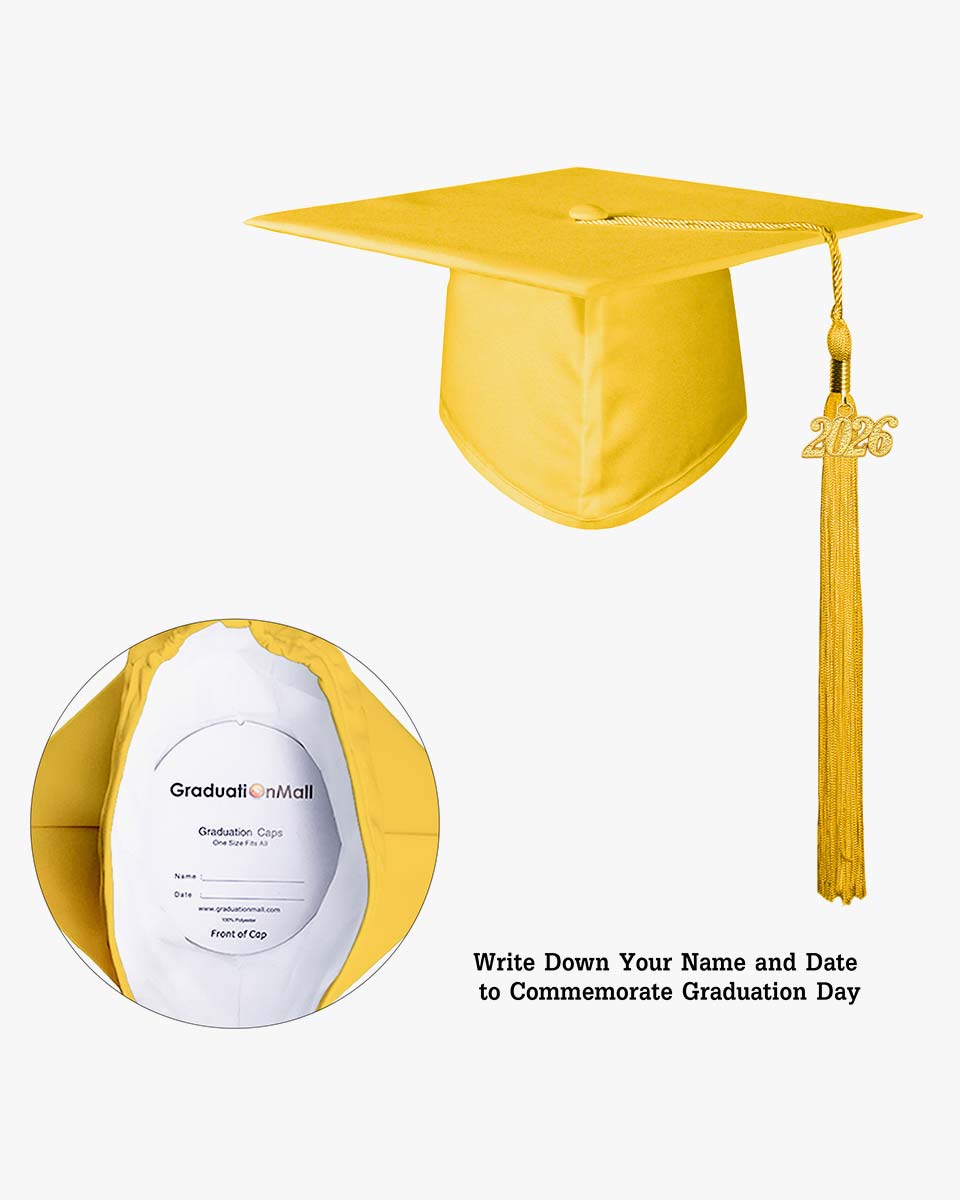 High School Matte Adult Graduation Cap with Tassel - 12 Colors Available