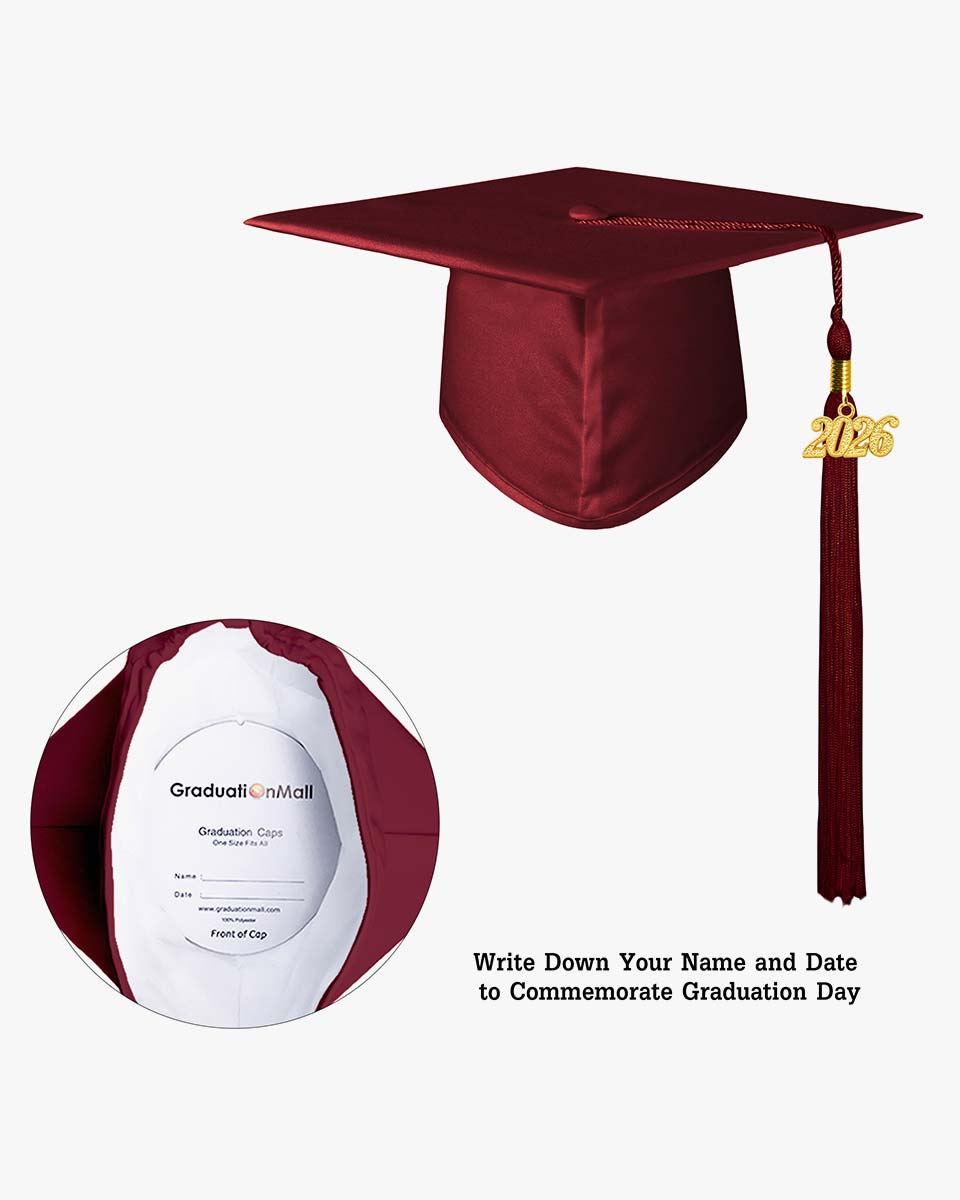 High School Matte Adult Graduation Cap with Tassel - 12 Colors Available