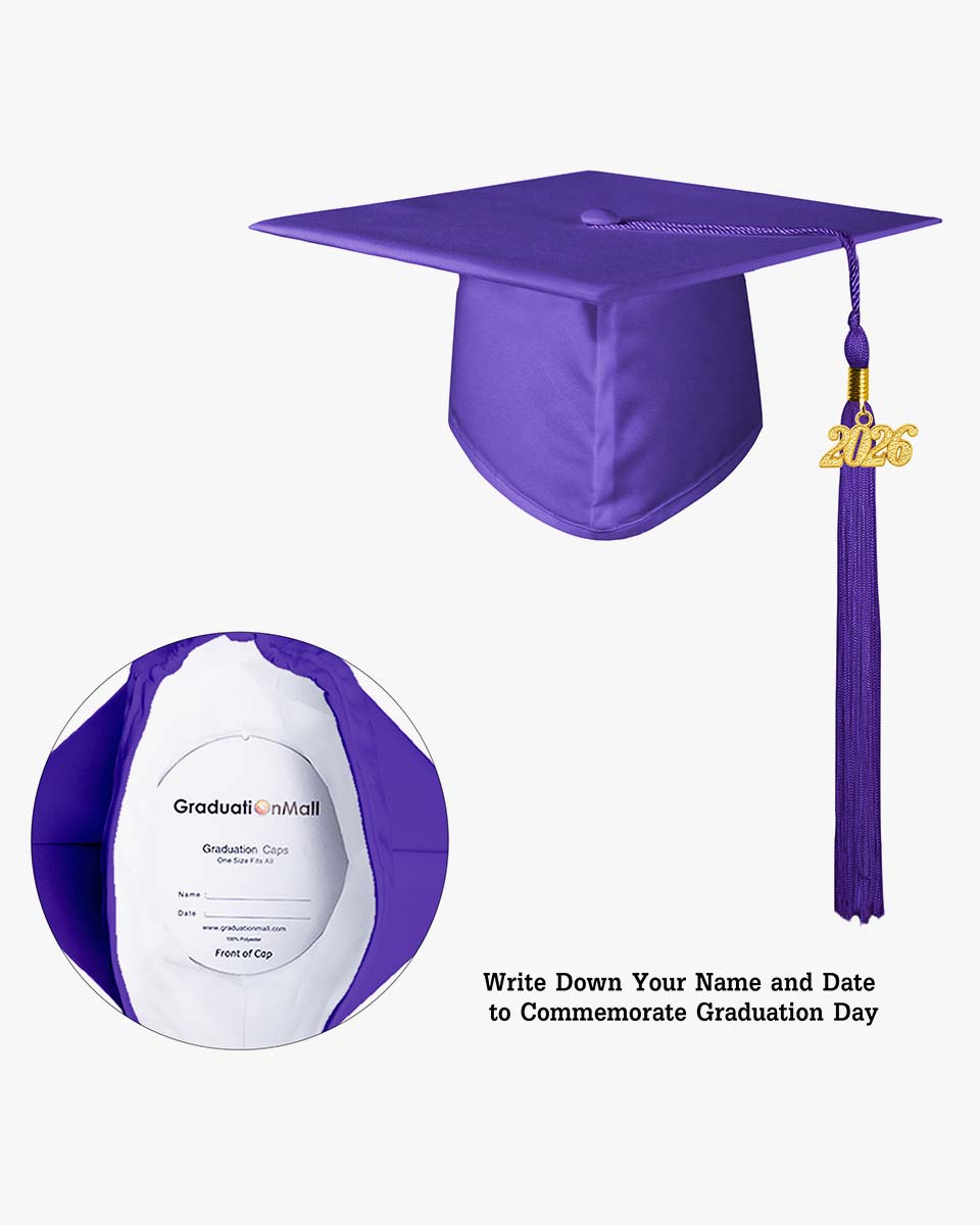 High School Matte Adult Graduation Cap with Tassel - 12 Colors Available