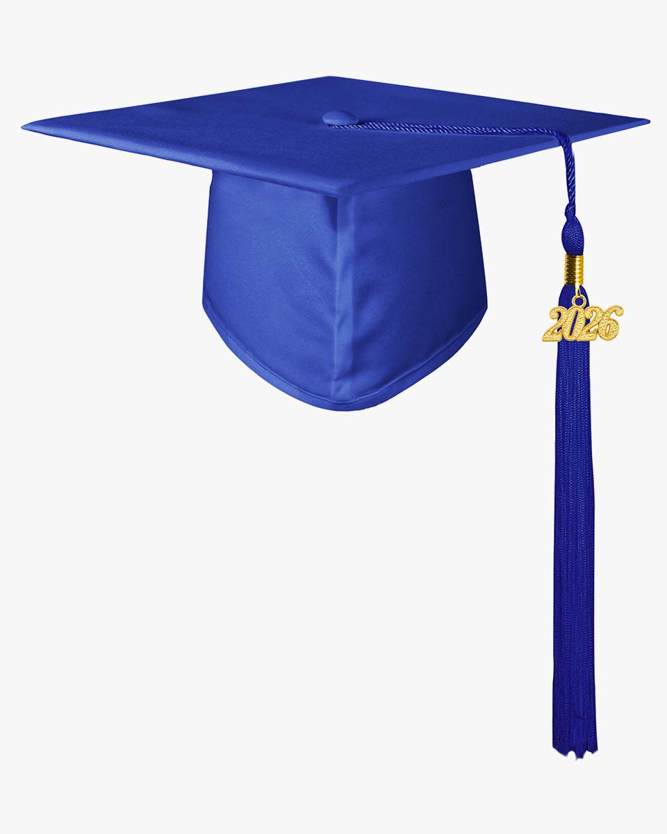 Matte Adult Graduation Cap with Tassel-12 Colors Available Royal Blue Matte Adult Graduation Cap with Tassel-12 Colors Available Royal Blue