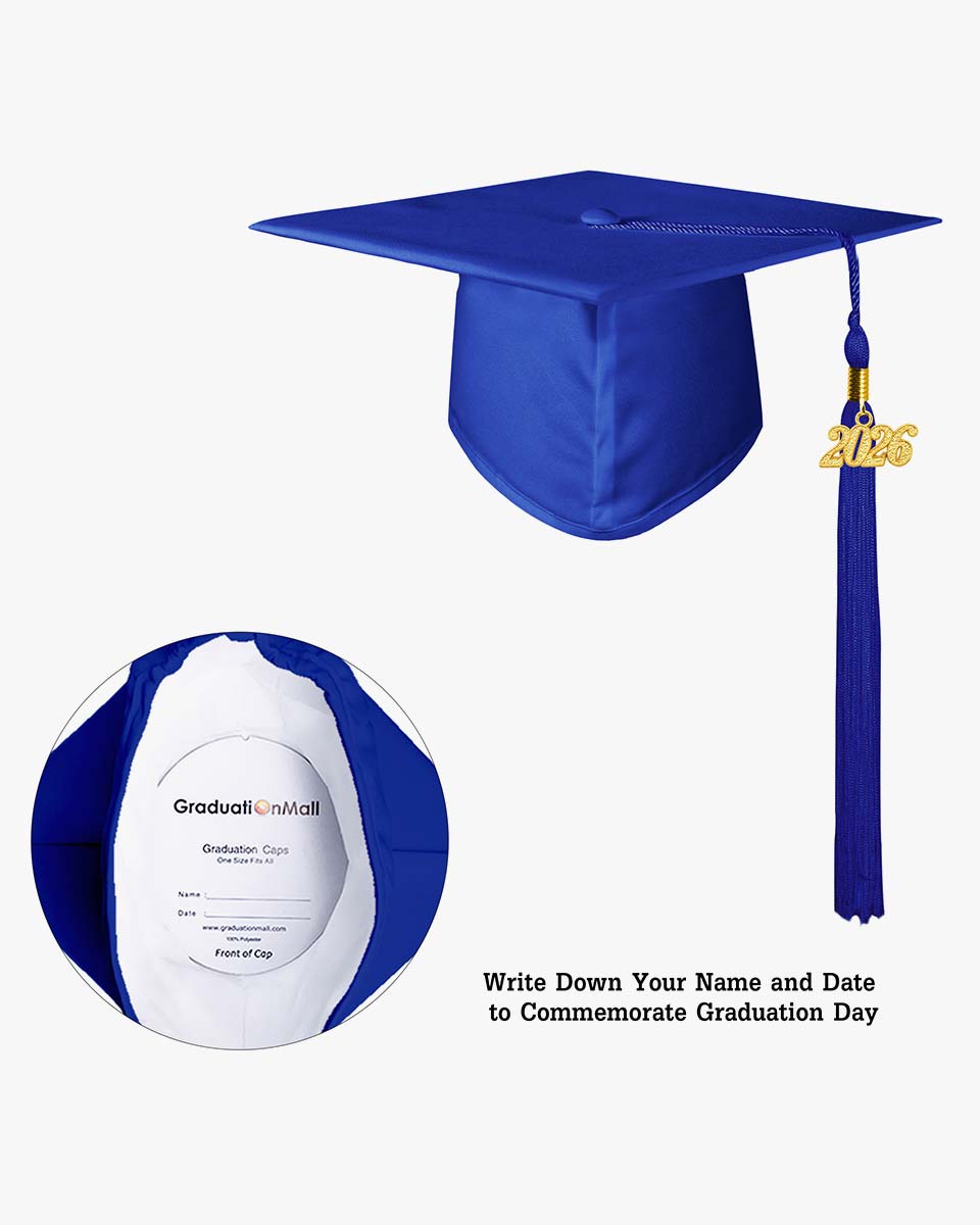 High School Matte Adult Graduation Cap with Tassel - 12 Colors Available