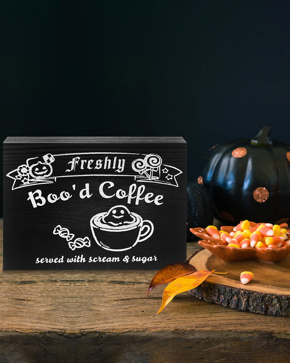 Coffee Sign for Halloween Gothic Vintage Spooky Kitchen Table Decor