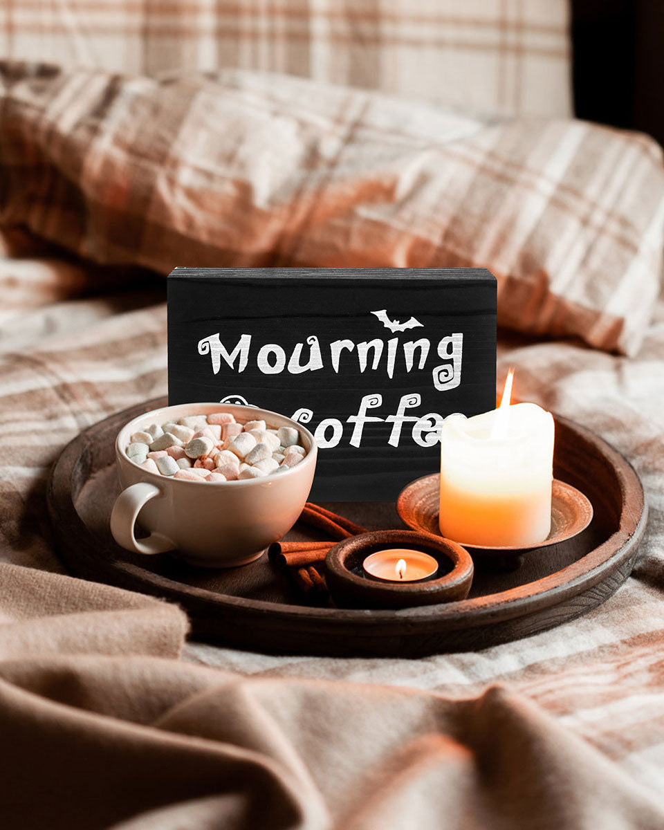Coffee Sign for Halloween Gothic Vintage Spooky Kitchen Table Decor
