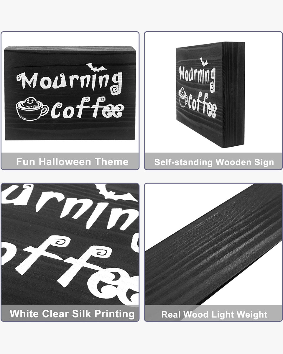 Coffee Sign for Halloween Gothic Vintage Spooky Kitchen Table Decor