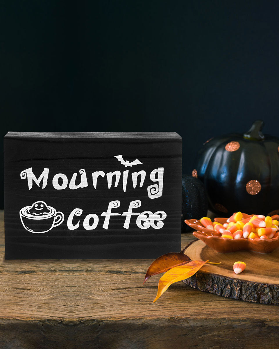 Coffee Sign for Halloween Gothic Vintage Spooky Kitchen Table Decor