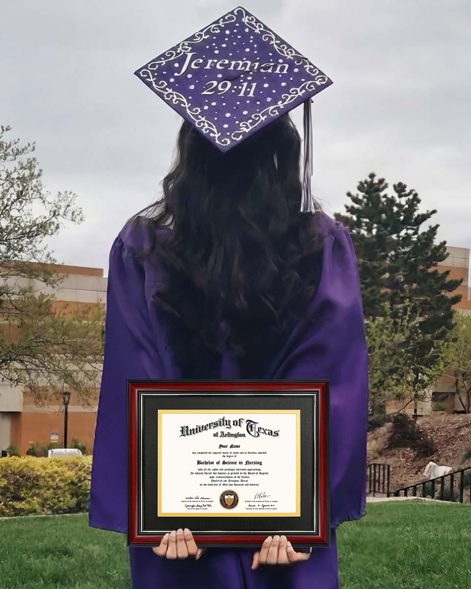 Graduation Certificate Real Wood Frame with Gold Trim 6*8 / 8*10