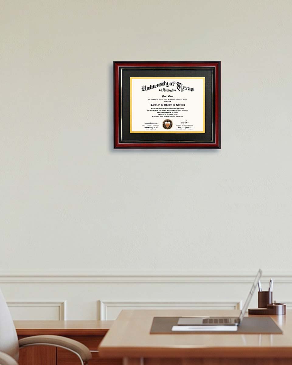 Graduation Certificate Real Wood Frame with Gold Trim 6*8 / 8*10