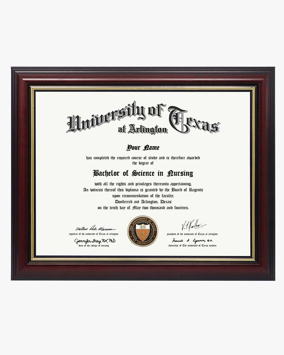 Graduation Certificate Real Wood Frame with Gold Trim 8.5"*11 - 3 Colors Available