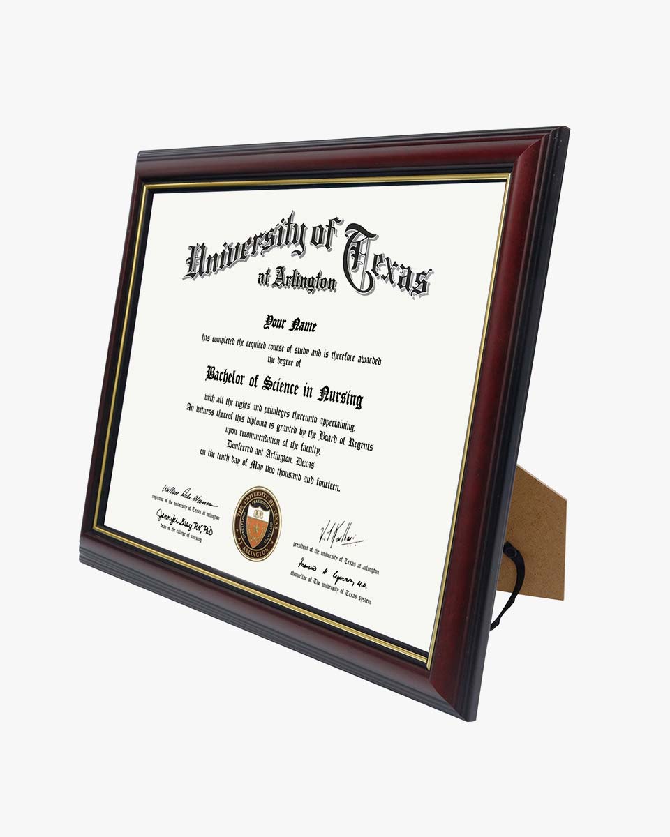 Graduation Certificate Real Wood Frame with Gold Trim 8.5"*11 - 3 Colors Available