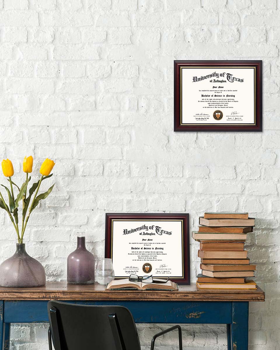 Graduation Certificate Real Wood Frame with Gold Trim 8.5"*11 - 3 Colors Available