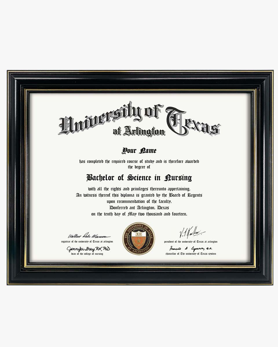 Graduation Certificate Real Wood Frame with Gold Trim 8.5"*11 - 3 Colors Available