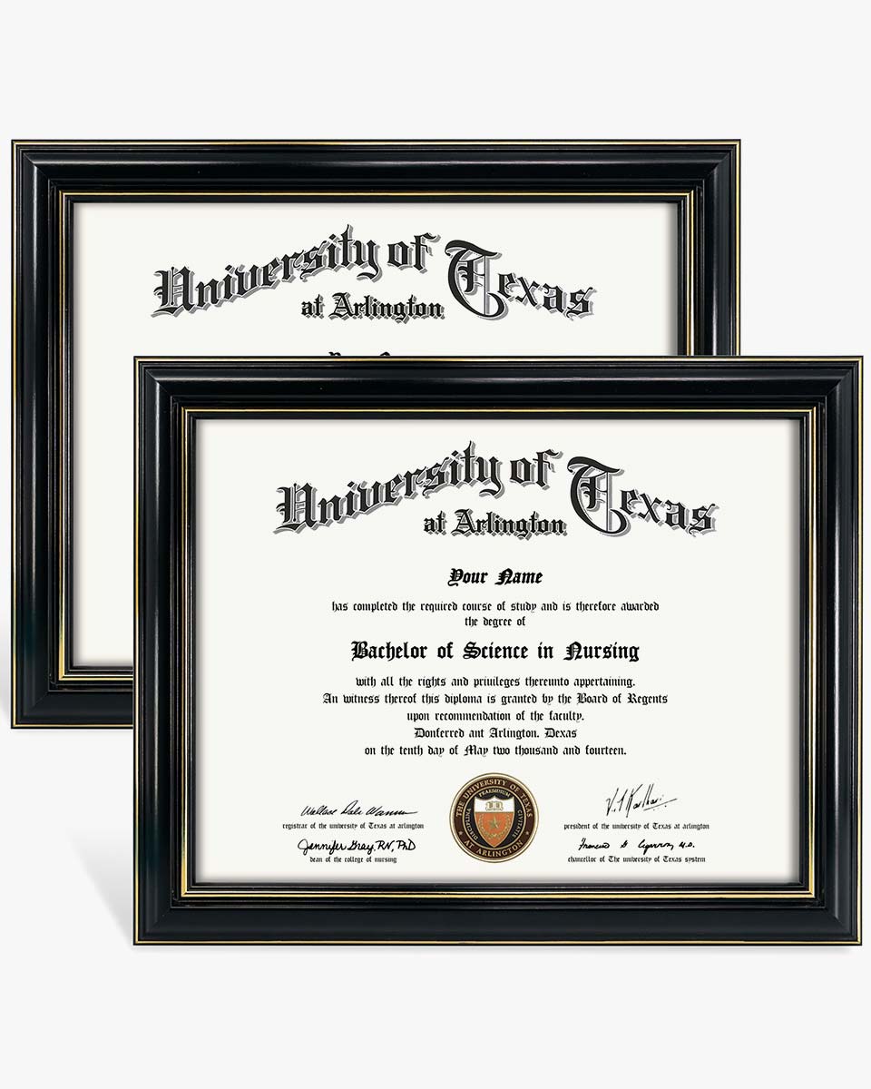 Graduation Certificate Real Wood Frame with Gold Trim  Pack of 2 - 8.5"*11- 3 Color Available