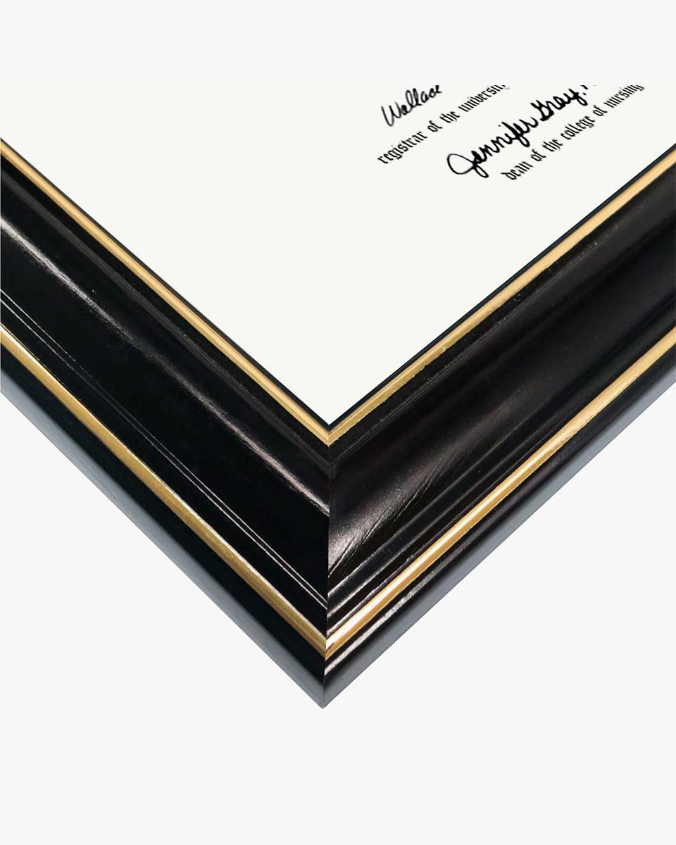 Graduation Certificate Real Wood Frame with Gold Trim 8.5"*11 - 3 Colors Available