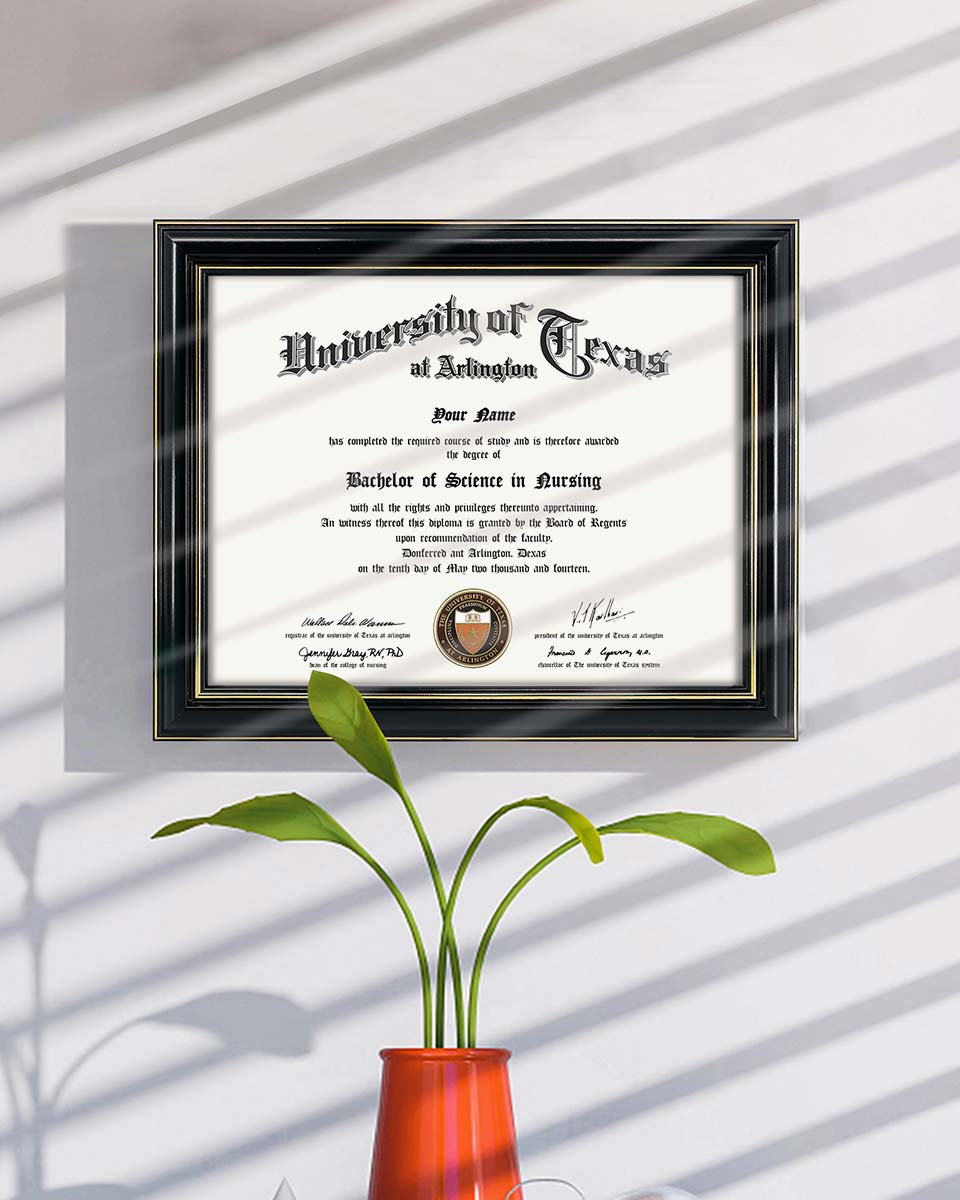 Graduation Certificate Real Wood Frame with Gold Trim 8.5"*11 - 3 Colors Available