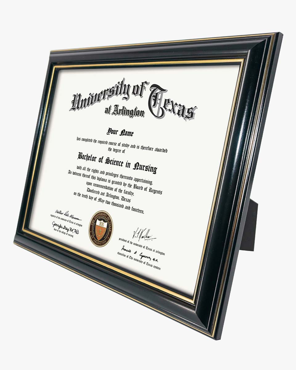 Graduation Certificate Real Wood Frame with Gold Trim 8.5"*11 - 3 Colors Available